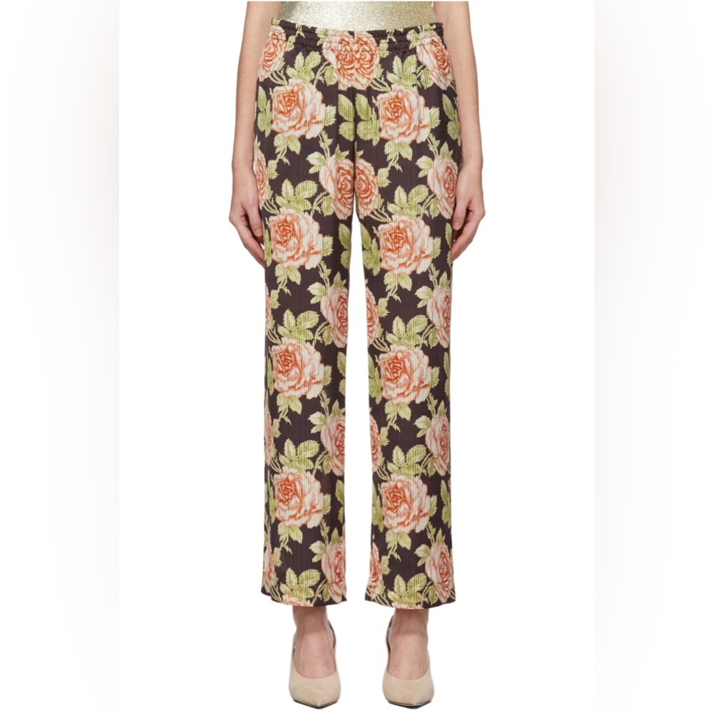 Paco Rabanne Multicolor Satin Roses Trousers